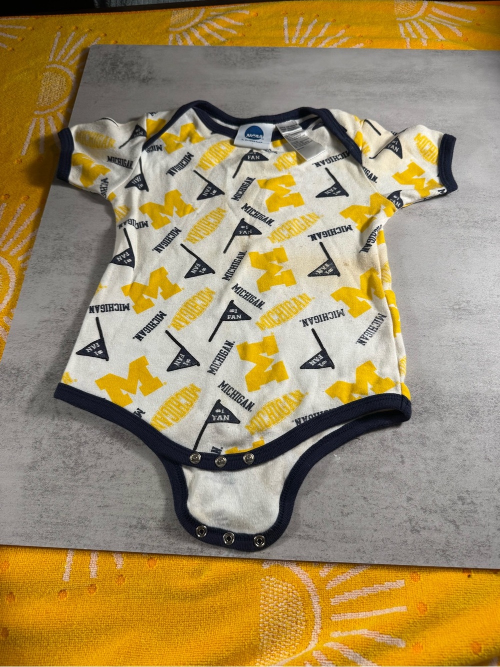 NCAA Yellow & Navy Baby Bodysuit with Michigan Logos